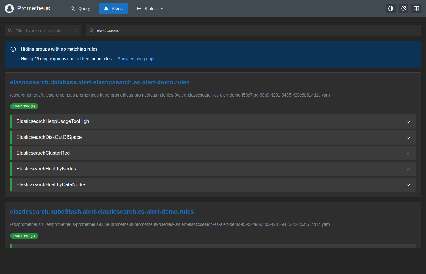 Prometheus Alerts — All Inactive