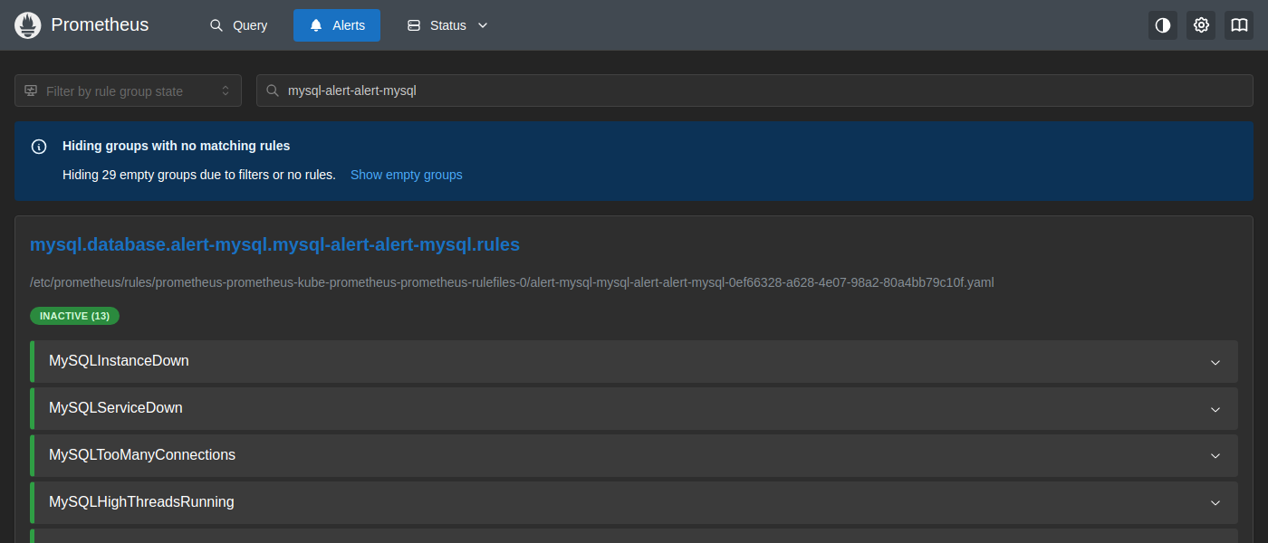 Prometheus Alerts — All Inactive