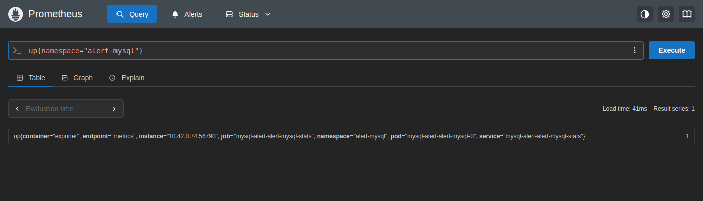 Prometheus up query — target UP