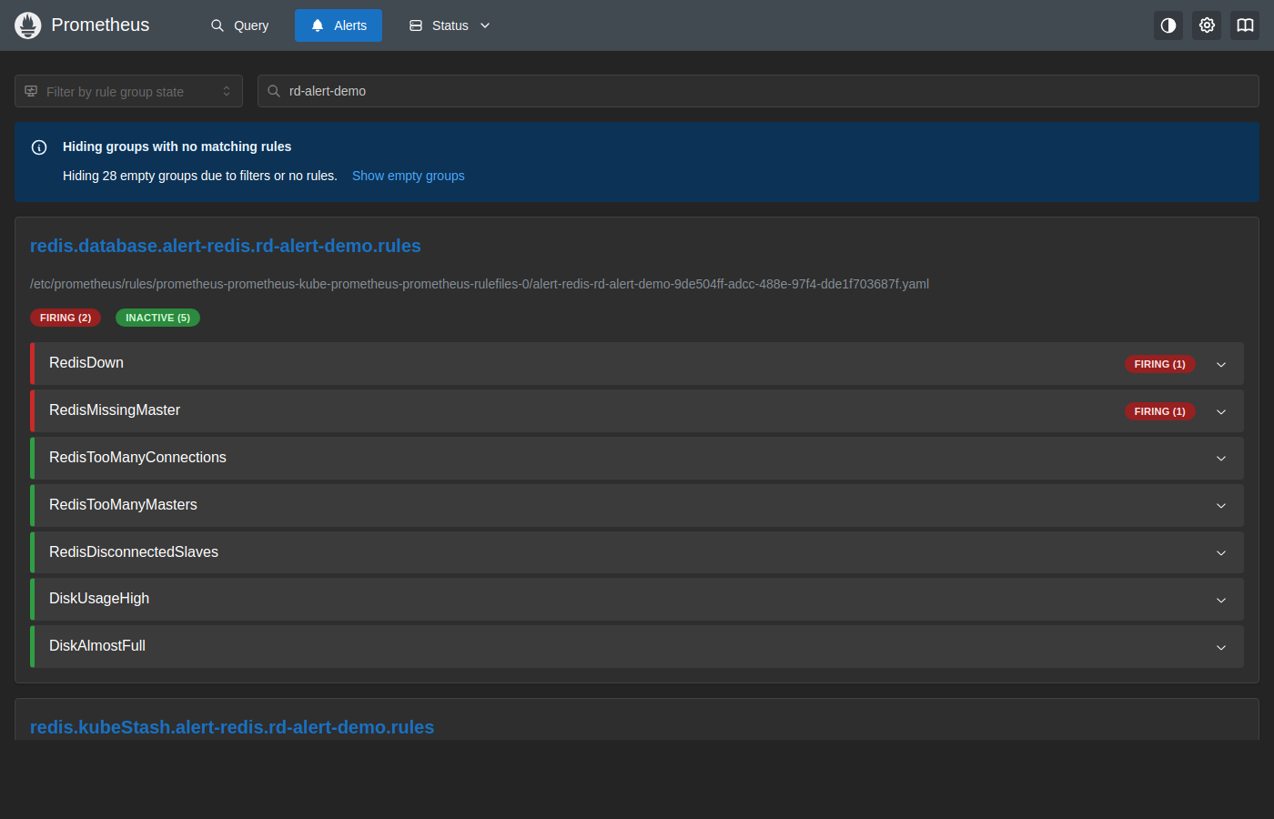 Prometheus Alerts — RedisDown Firing
