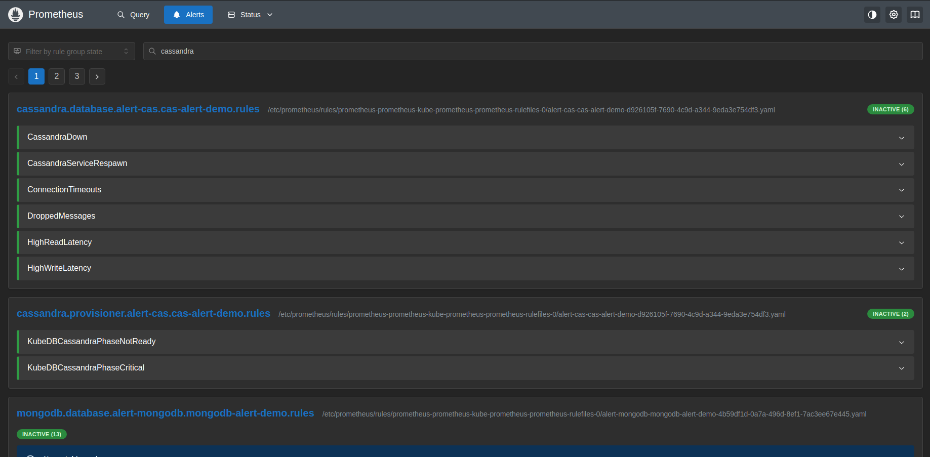Prometheus Alerts — All Inactive