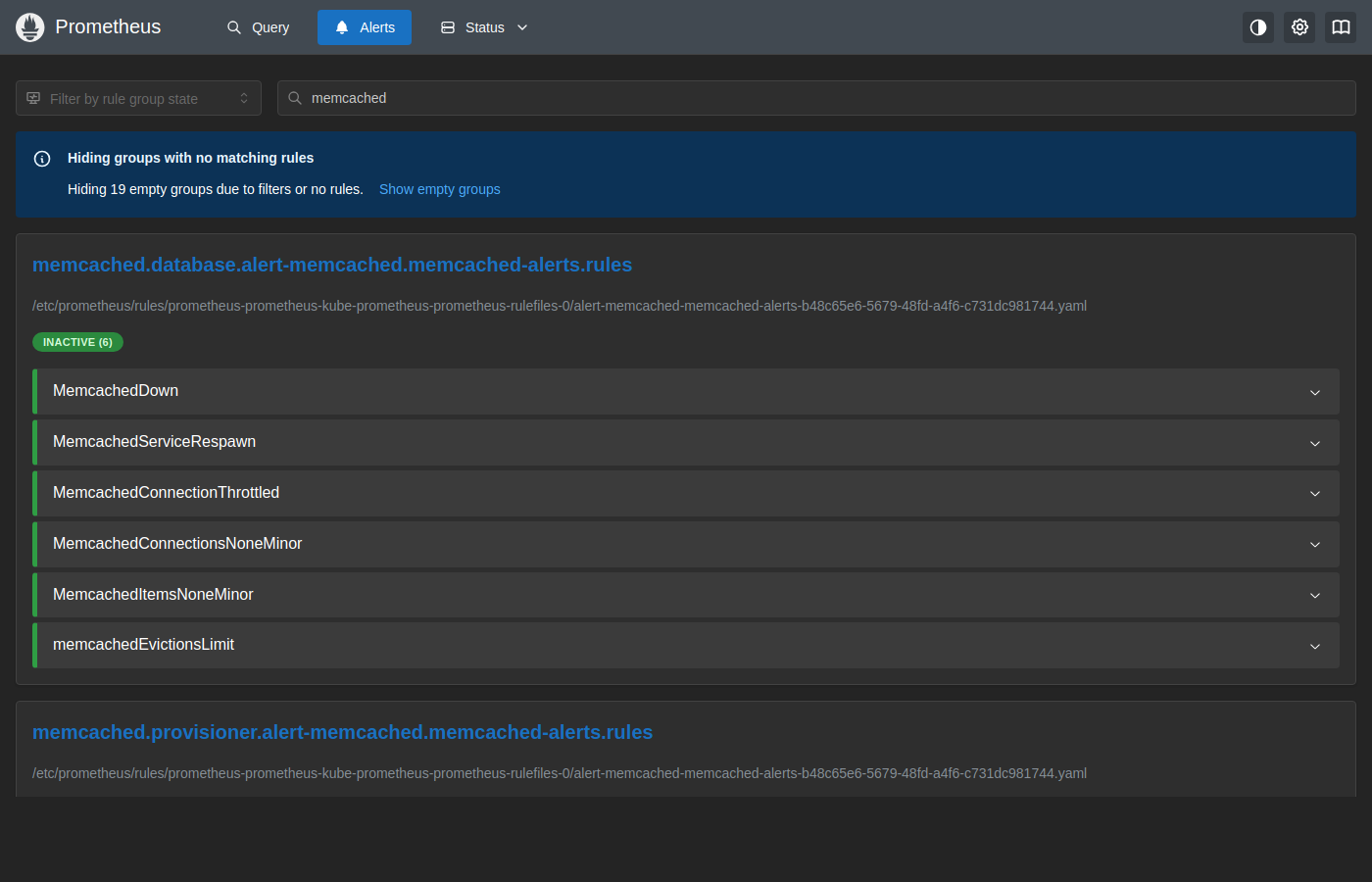 Prometheus Alerts — All Inactive