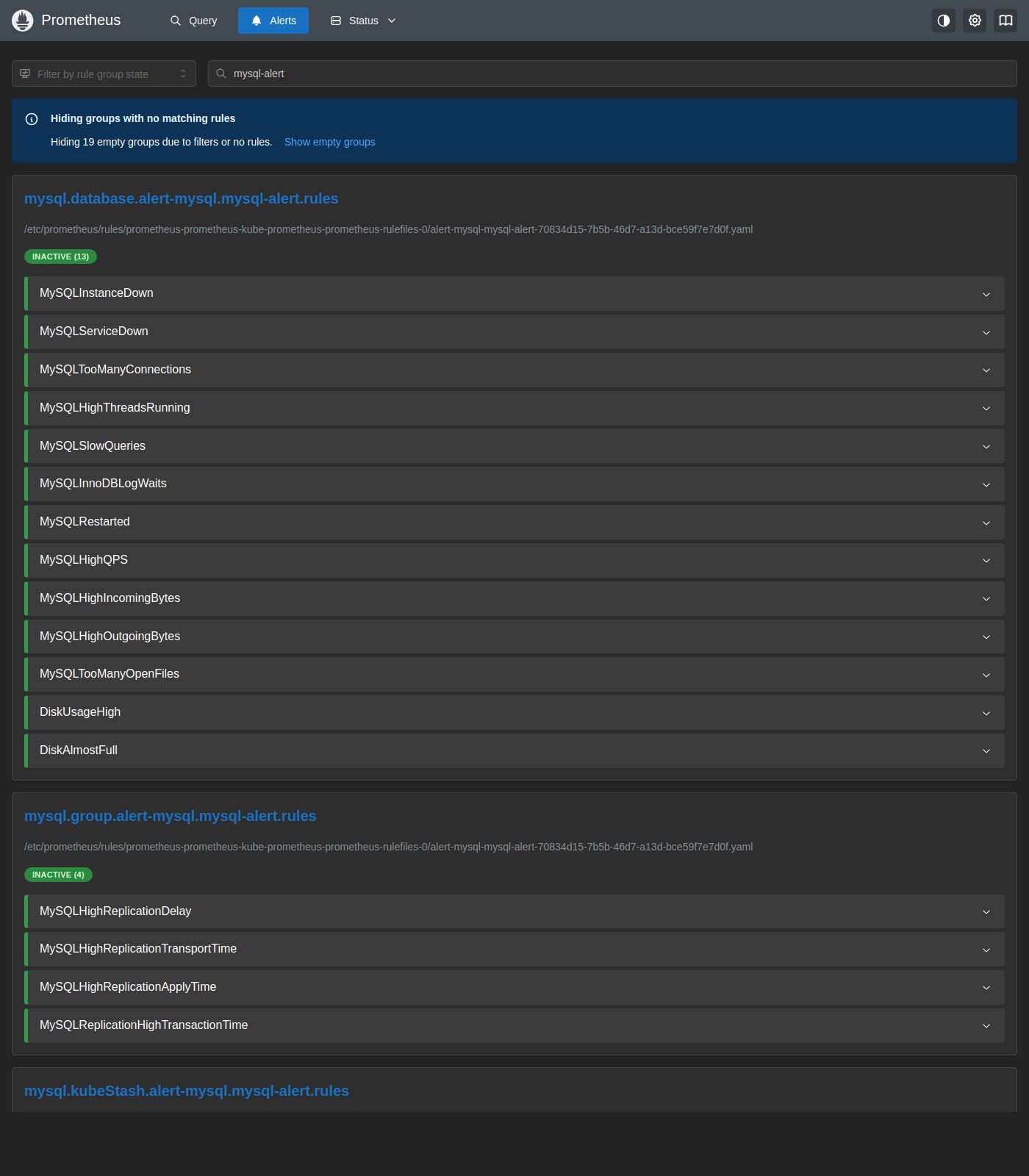 Prometheus Alerts — All Inactive