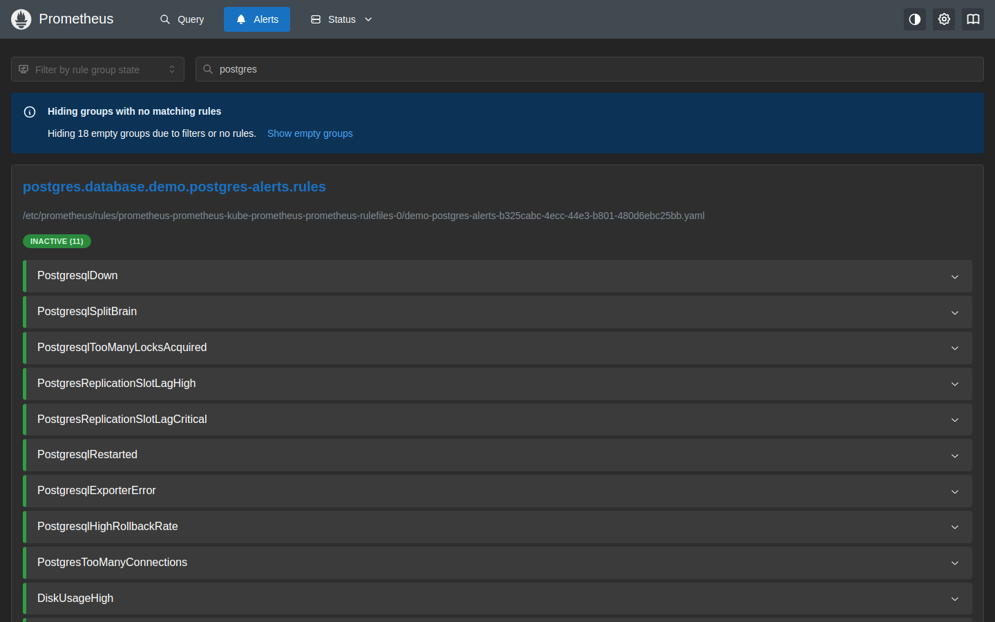 Prometheus Alerts — All Inactive